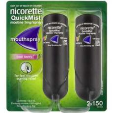 Woolworths - Nicorette Quit Smoking Quickmist Nicotine Mouth Spray Coolberry 2 X 150 Pack