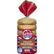 Woolworths - Tip Top Bakery English Muffins Wholemeal 6 Pack
