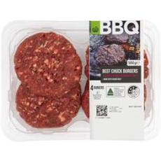 Woolworths - Woolworths Bbq Beef Chuck Burgers With Garlic & Cracked Pepper 500g