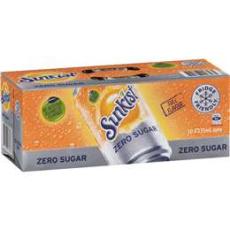 Woolworths - Sunkist Zero Sugar Orange Soft Drink Cans Multipack 375ml X 10 Pack