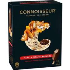 Woolworths - Connoisseur Vanilla Caramel Brownie Ice Cream 4 Pack