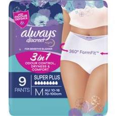 Woolworths - Always Discreet Incontinence Underwear Super Night Pant M 9 Pack