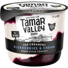 Woolworths - Tamar Valley The Creamery Greek Style Yoghurt Blueberries & Cream 170g