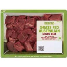 Woolworths - Macro Grass Fed Australian Diced Beef 500g