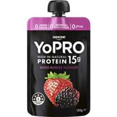 Woolworths - Yopro High Protein Yoghurt Pouch No Added Sugar Mixed Berries 150g