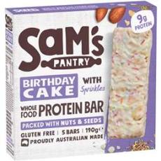 Woolworths - Sam's Pantry Birthday Cake With Sprinkles Protein Bar 5 Pack