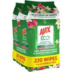 Woolworths - Ajax Eco Antibacterial Cleaning Wipes Vanilla & Berries 220 Pack