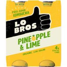 Woolworths - Lo Bros Kombucha Pineapple & Lime Cans 250ml X4 Pack
