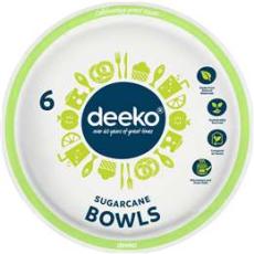 Woolworths - Deeko Eco Sugarcane Bowls Assorted 6 Pack