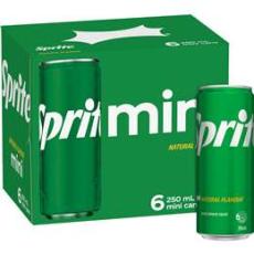 Woolworths - Sprite Lemonade Soft Drink Mini Cans 250ml X 6 Pack