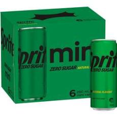 Woolworths - Sprite Zero Sugar Lemonade Soft Drink Mini Cans 250ml X 6 Pack
