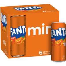 Woolworths - Fanta Orange Soft Drink Mini Cans 250ml X 6 Pack