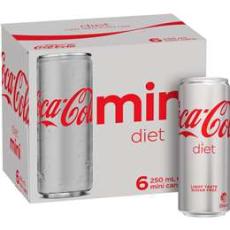 Woolworths - Coca - Cola Diet Soft Drink Mini Cans 250ml X 6 Pack