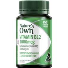 Woolworths - Nature's Own Vitamin B12 1000mcg Vitamin B Tablets For Energy 150 Pack