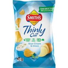 Woolworths - Smith's Thinly Cut Potato Chips Sour Cream & Onion Share Pack 175g