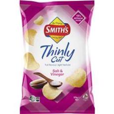 Woolworths - Smith's Thinly Cut Potato Chips Share Pack Salt & Vinegar 175g