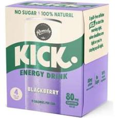 Woolworths - Remedy Kick Energy Drink Blackberry Cans 250ml X 4 Pack