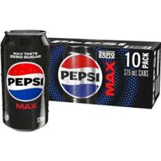 Woolworths - Pepsi Max No Sugar Cola Soft Drink Cans Multipack 375ml X 10 Pack