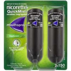 Woolworths - Nicorette Quit Smoking Quickmist Nicotine Mouth Spray Freshmint 2 X 150 Pack