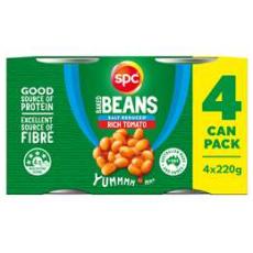 Woolworths - Spc Baked Beans Rich Tomato Salt Reduced 220g X 4 Pack