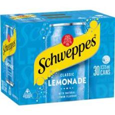 Woolworths - Schweppes Lemonade Soft Drink Cans Multipack 375ml X 30 Pack