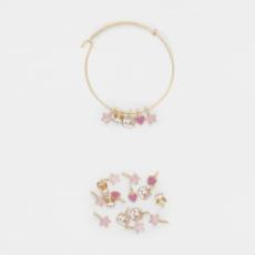Kmart - Cat & Bunny Charm Bracelet - Pink and Gold Tone