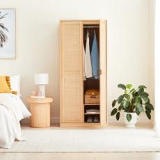 Kmart - Rattan Wardrobe Double Hanging Storage with Shelf