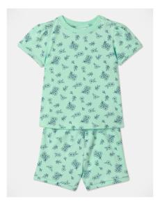 Myer - Flower Rib Pyjama Set in Light Green