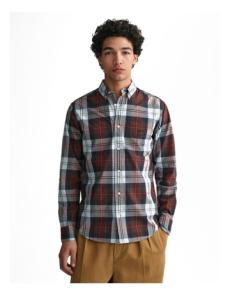 Myer - Regular Fit Large Checked Poplin Shirt in Rich Brown