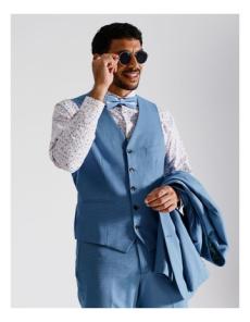 Myer - Tailored Puppytooth Vest in Blue