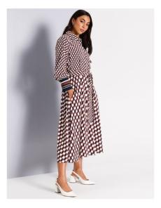Myer - Recycled Poly Tie Front Midi Shirt Dress in Assorted