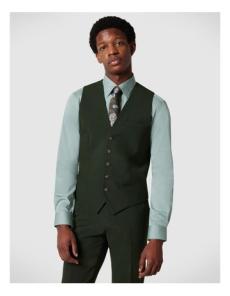 Myer - Wool Blend Tailored Vest in Dark Khaki