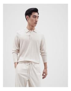Myer - Merino Wool Polo Shirt in Cream