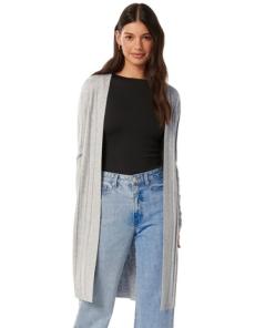 Myer - Daphne Long Line Ribbed Cardigan in Grey