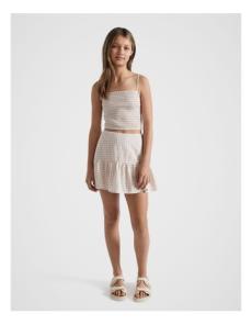 Myer - Gingham Shirred Tank in Neutral