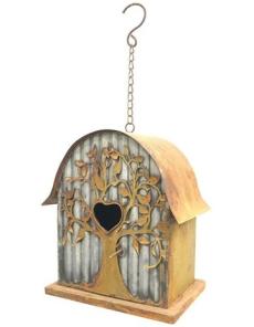Myer - Tree Detail Rustic Bird House in Galvanized/Rust