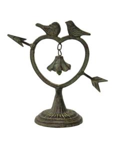 Myer - Lovebirds Bell Home Ornament in Distressed Natural