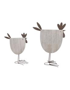 Myer - Set of 2 Standing Chook Ornaments in Natural/Rust