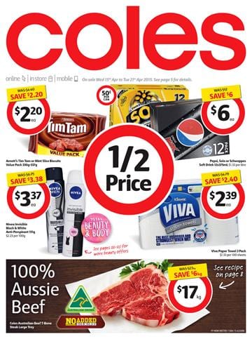 Coles Catalogue 15th April Half Prices