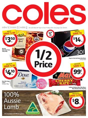Coles Catalogue Half Price Specials 29 April 2015