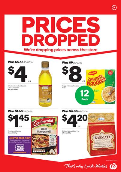 Woolworths Catalogue Prices Dropped Deals 3 - 9 Aug 2016