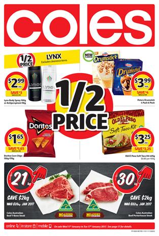 Coles Catalogue Half Price 11 - 17 Jan 2017