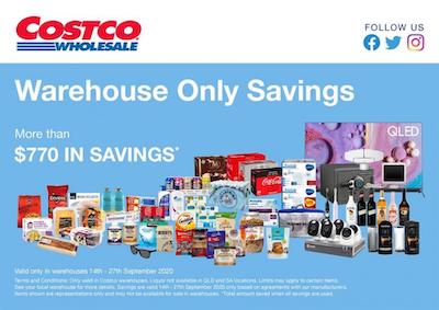 Costco Catalogue Warehouse Only Savings 13 - 27 Sep 2020