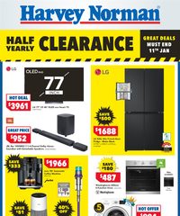 Harvey Norman Catalogue Electricals Appliance Clearance January 1 - 11, 2026
